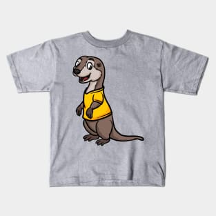 Cute Anthropomorphic Human-like Cartoon Character River Otter in Clothes Kids T-Shirt